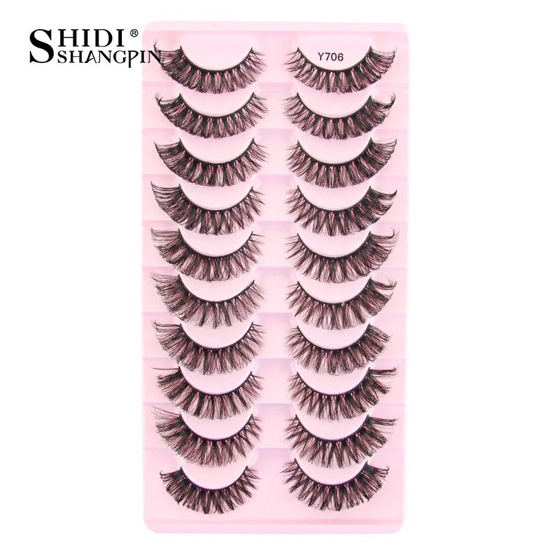 SHIDISHANGPIN 5/10Pairs False Lashes Cat Eye Eyelashes Eyelash Extension 3D Mink Half Lashes Natural Makeup faux Cils maquiagem - Blinksy